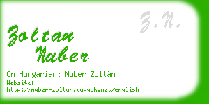 zoltan nuber business card