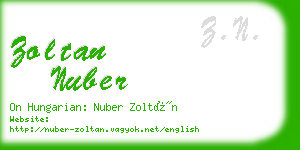 zoltan nuber business card